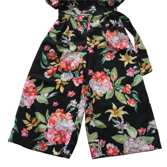 6-7 years black and floral flared jumpsuit