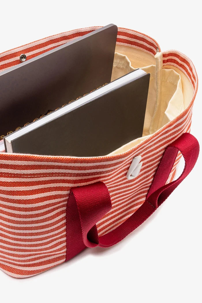 Americana Tote Bag In Tulip Awning Stripe Handbag Larroudé