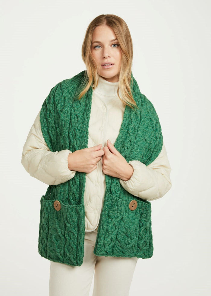 Aran Pocket Scarf | Green
