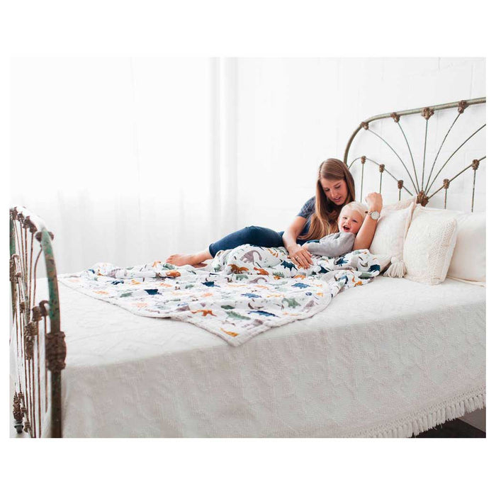Little Unicorn Big Kids Cotton Muslin Quilt – Dino Friends | Koop.co.nz