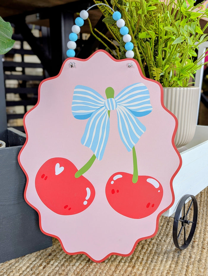Bowed Cherries Door Hanger