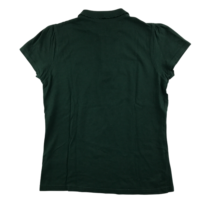 Dark green girls scallop collar school polo shirt