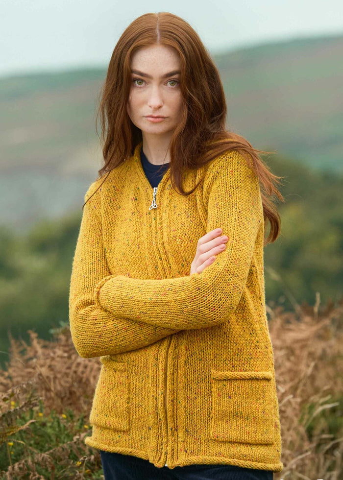 Donegal Wool Trinity Zip Cardigan | Gold