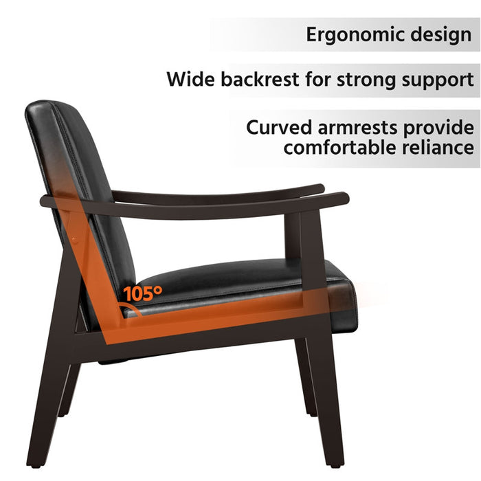 Fauteuil moderne Asmat 24,5 po en similicuir avec pieds en bois massif