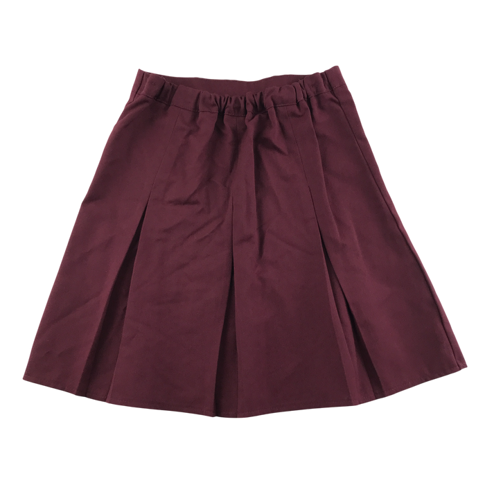 Girls burgundy thin waistband pleated school skirt