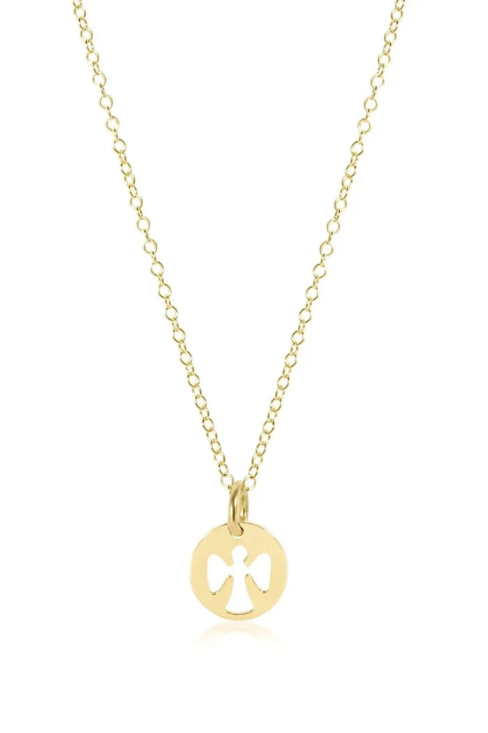 Guardian Angel Small Gold Disc 16" Necklace Gold