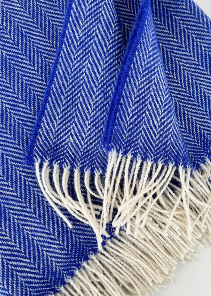 McNutt Bluebell Herringbone Throw | 100% Pure Wool | Irish