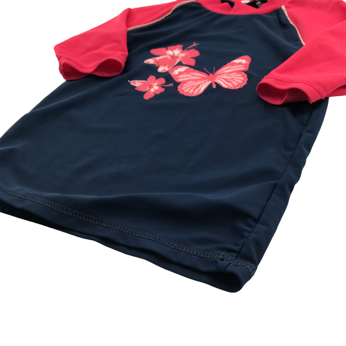 Mountain Warehouse 5-6 years navy pink butterfly swim top