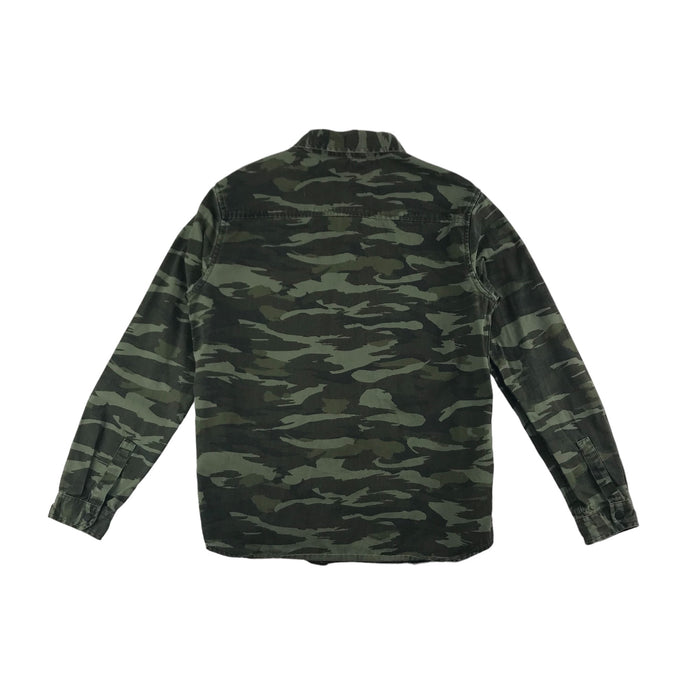 M&S 13 years khaki green camouflague print buttoned shirt