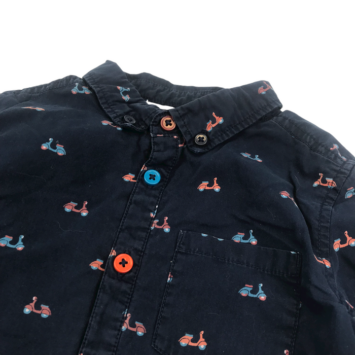 M&S 4 years navy moped pattern shirt