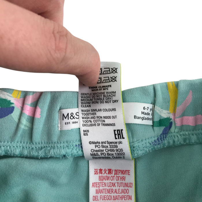 M&S 6-7 years blue palm tree print jersey cotton shorts
