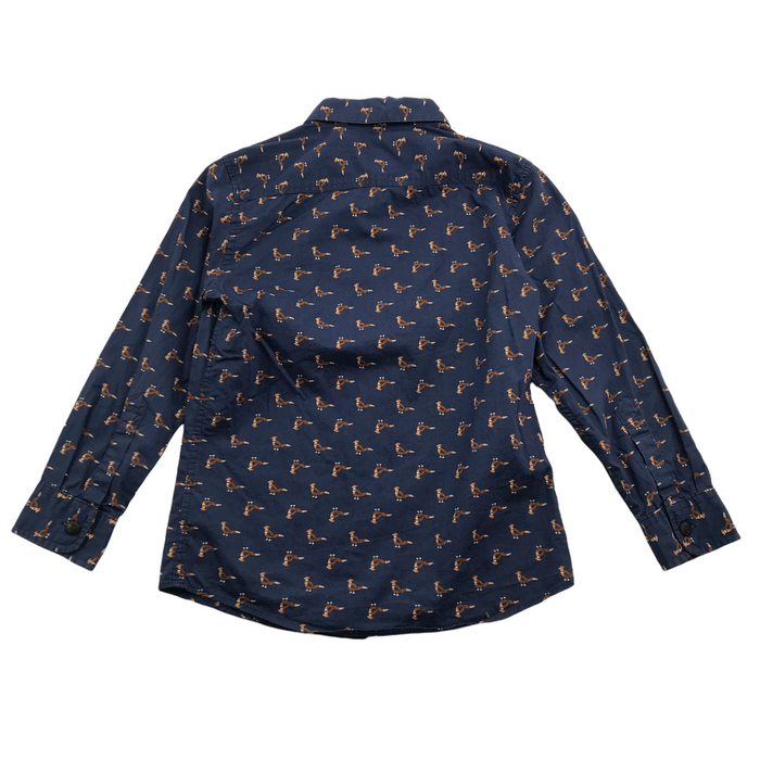 M&S 7 years navy blue pheasant pattern long sleeve shirt