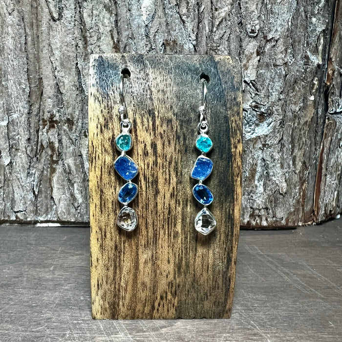 Multi-Stone Earrings (Herkimer Diamond, Apatite, Kyanite, & Tanzanite)