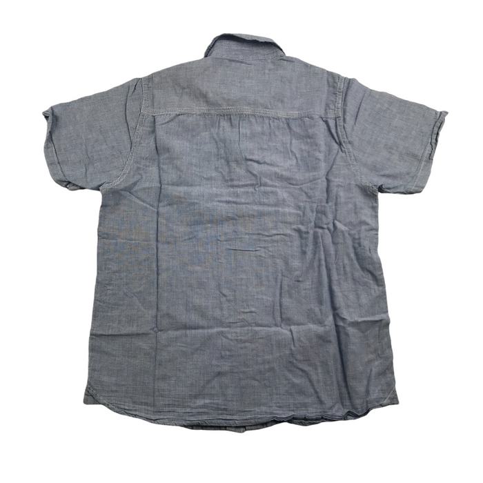Next 9 years greyish blue and white striped pattern short sleeve shirt