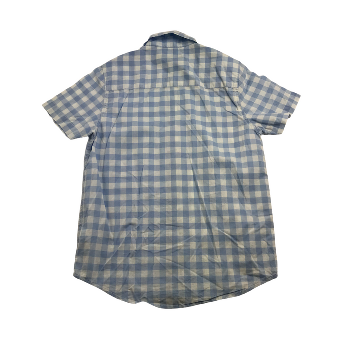 Next 9 years light blue and white checked short sleeve shirt