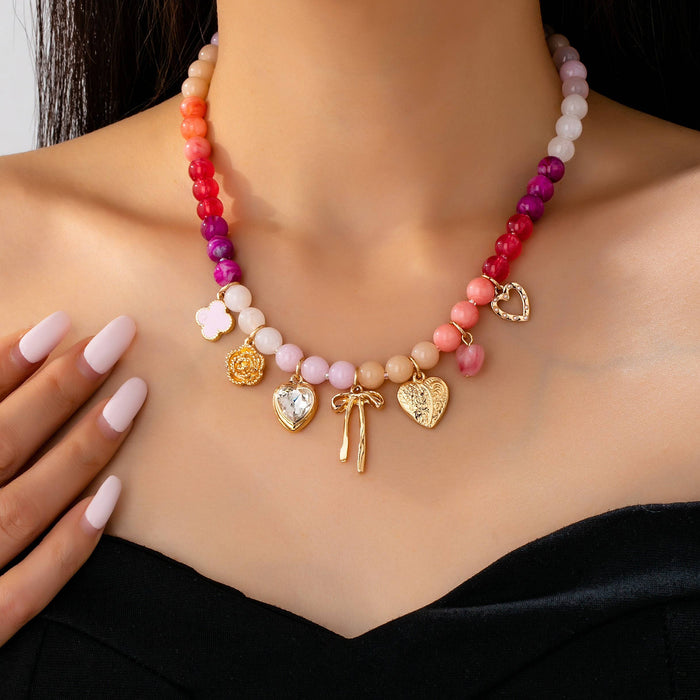 Pastel Beaded Charm Necklace