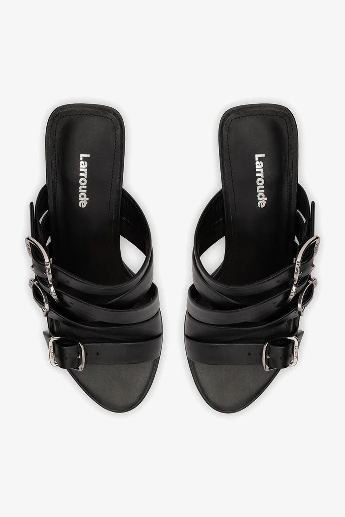 Patti Mule In Black Leather Mule Larroudé