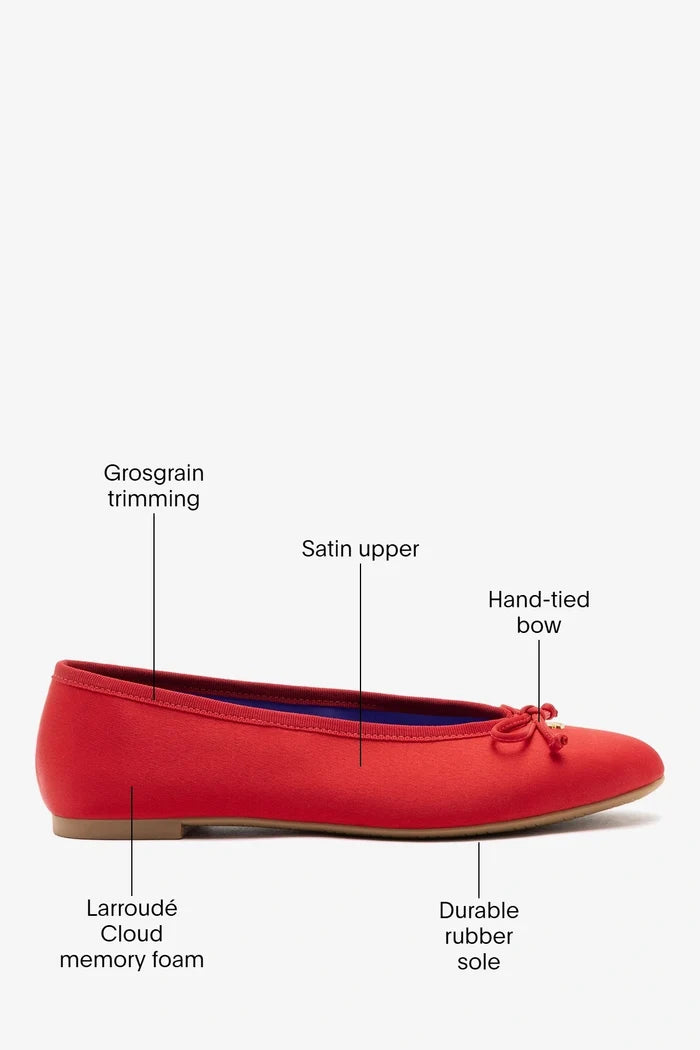 Pavlova Ballet Flat Cherry Satin Ballet Larroudé