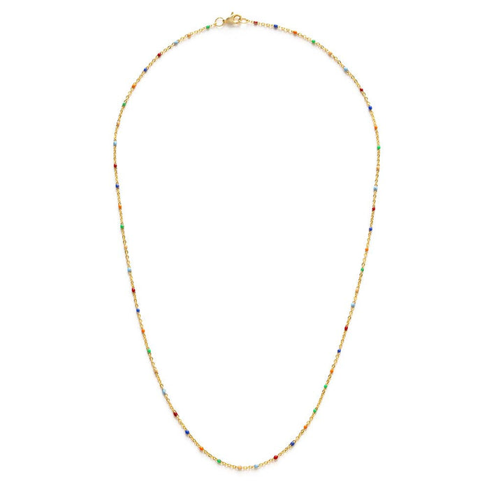 Rainbow Enamel Chain Necklace