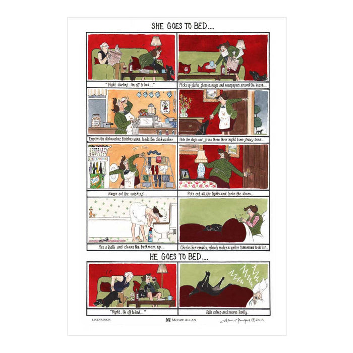 Samuel Lamont She Goes To Bed Tea Towel | Koop.co.nz
