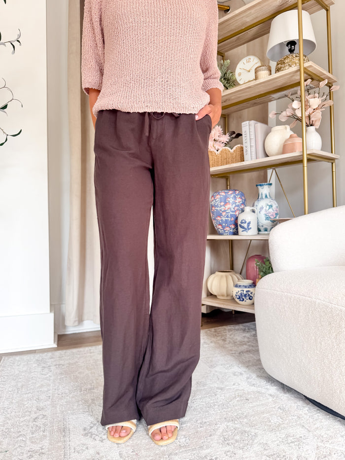 Sanctuary Shoreline Linen Pants - Rich Soil – women's bottoms