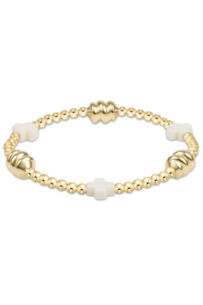 Signature Cross Off-White & Admire Gold 3mm Gold Bracelet
