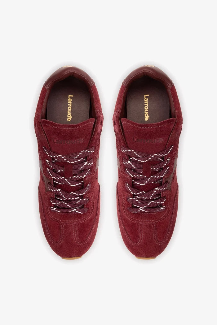 Stella Sneaker In Burgundy Suede Sneaker Larroudé