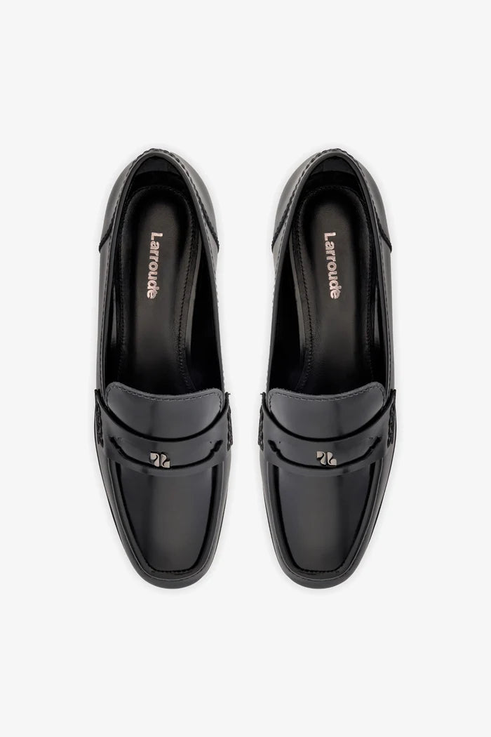 Suki Flatform Loafer In Black Box Leather Loafer Larroudé