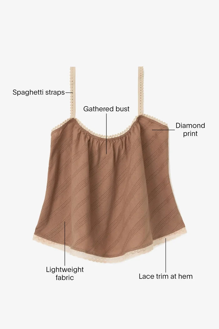 The Perfect Tank Top Mocha Striped Cotton Top Larroudé x Sheridan