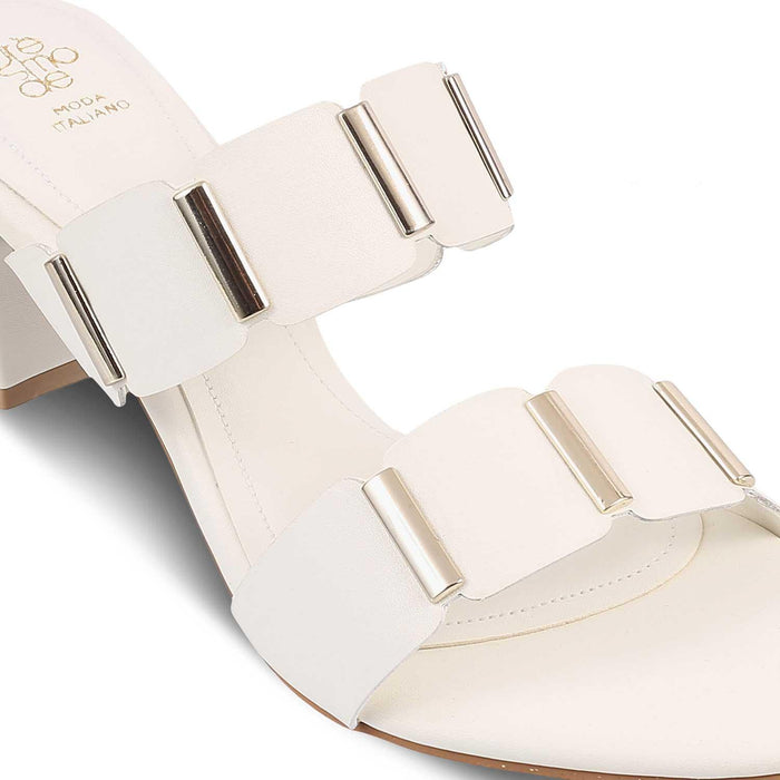 The Valer White Women's Dress Block Heel Sandals Tresmode - Tresmode