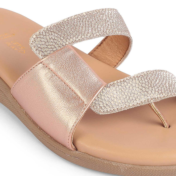 Afilia Champagne Casual Platform Flats For Women Tresmode