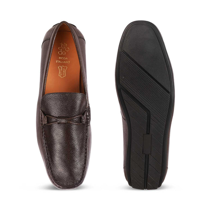 Event Brown Men's Semi-Casual Leather Loafers Tresmode