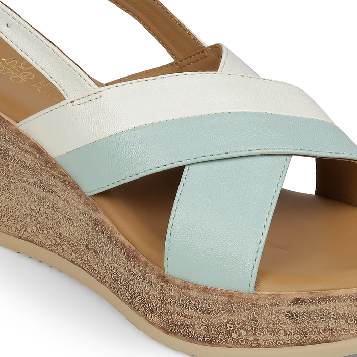 Tresmode Glam Blue Women's Dress Wedge Sandals