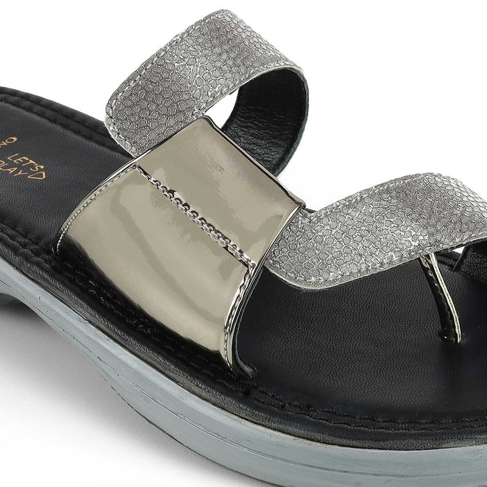 Tresmode Robila Pewter Women's Dress Platform Flats