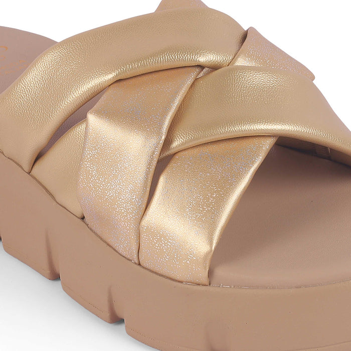 Stroco Gold Women's Dress Chunky Sole Wedges Tresmode