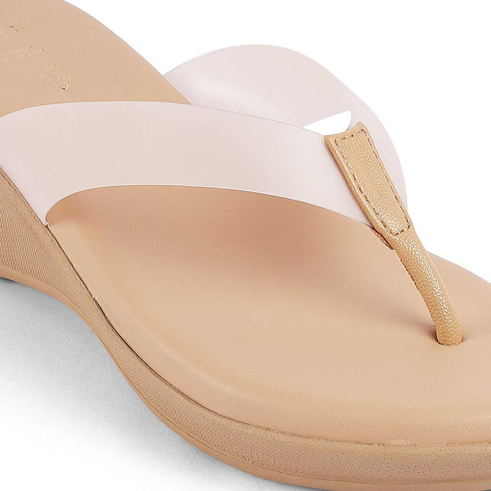 Ternto Beige Women's Casual Wedge Sandals Tresmode
