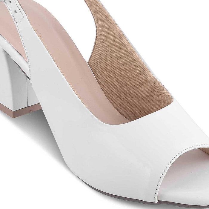 Tresmode Whou White Women's Dress Block Heel Sandals