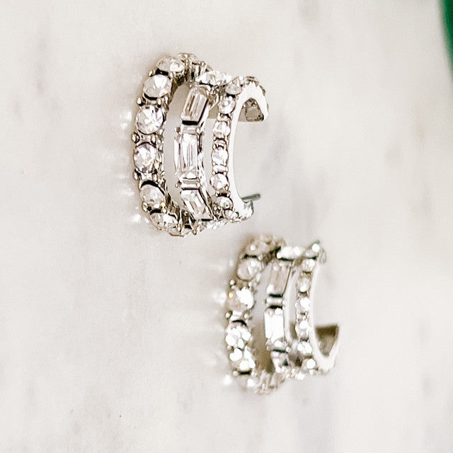Triple Hoop Stone Encrusted Earring