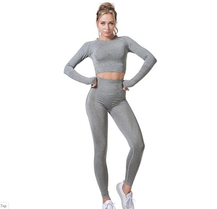 Women's Seamless Yoga Set - Leggings & Cropped Top