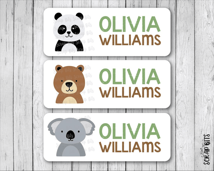 Woodland Bears Name Labels, Personalized Belonging Labels - Scrap Bits