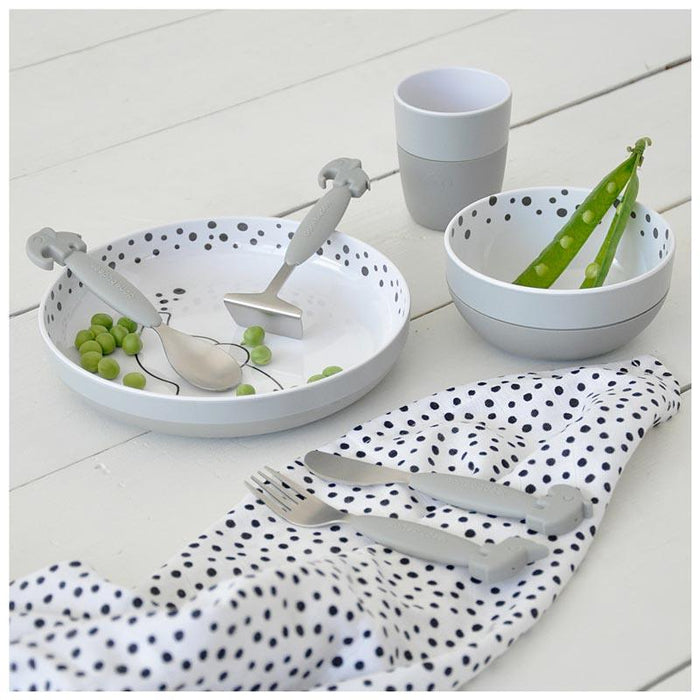 Done By Deer Yummy Plus Easy Grip Cutlery Set - Grey (3pc) | Koop.co.nz