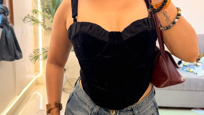 110 Retro Velvet Corset 30-32 bust