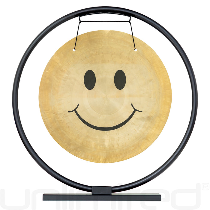 14" Smiley Face Gong on the Au Courant Gong Stand