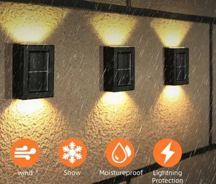 3 Pcs Solar Pathway Lights Wall Mounted