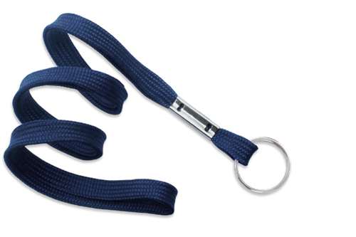 3/8" (10 MM) Flat Polypropylene Woven Lanyard with Nickel-Plated Steel Split Ring, Qty = 100