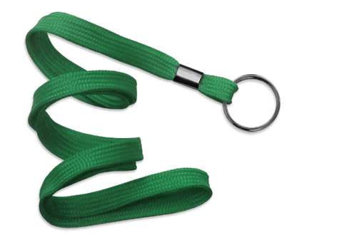 3/8" (10 MM) Flat Polypropylene Woven Lanyard with Nickel-Plated Steel Split Ring, Qty = 100