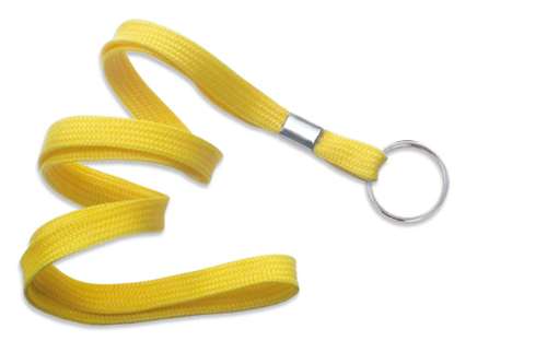 3/8" (10 MM) Flat Polypropylene Woven Lanyard with Nickel-Plated Steel Split Ring, Qty = 100