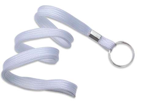 3/8" (10 MM) Flat Polypropylene Woven Lanyard with Nickel-Plated Steel Split Ring, Qty = 100