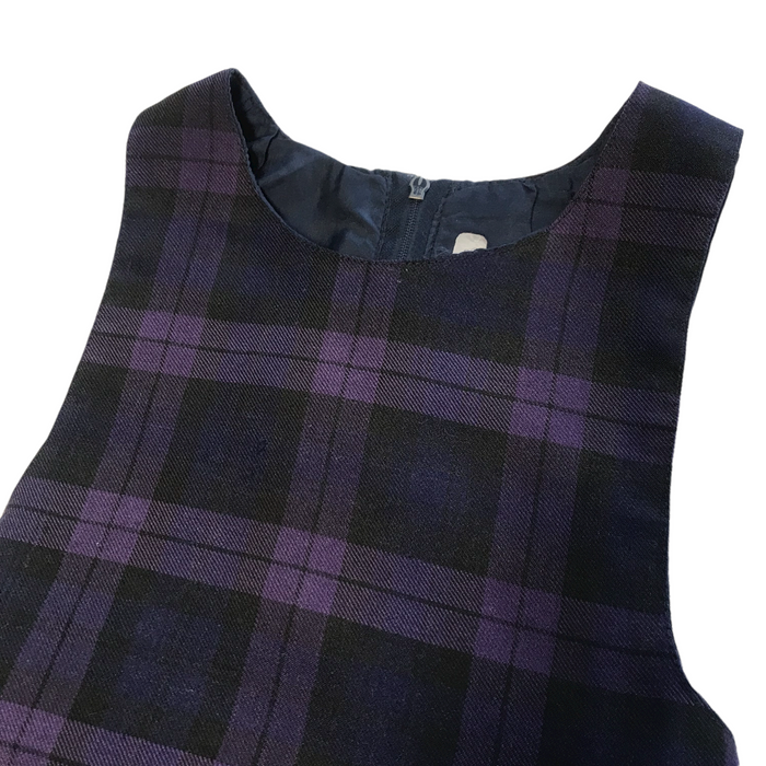 4-5 years purple navy tartan school pinafore