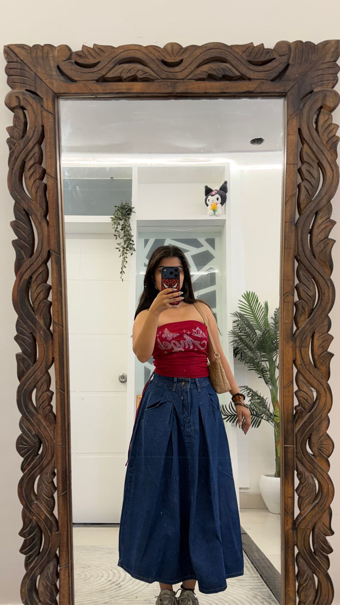 48 Denim Skirt 26 waist/l:31
